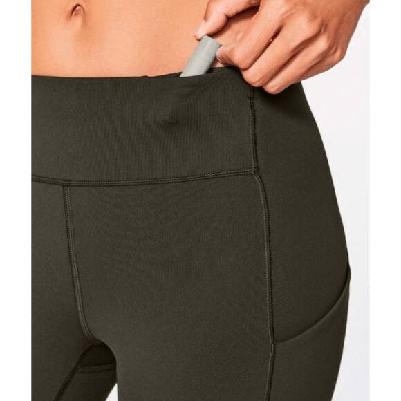 LULULEMON ATHLETICA Speed Up Crop (21') In Dark Olive Size 4 - Picture 3 of 5